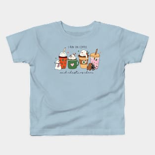 I run on coffee and Christmas cheer Kids T-Shirt